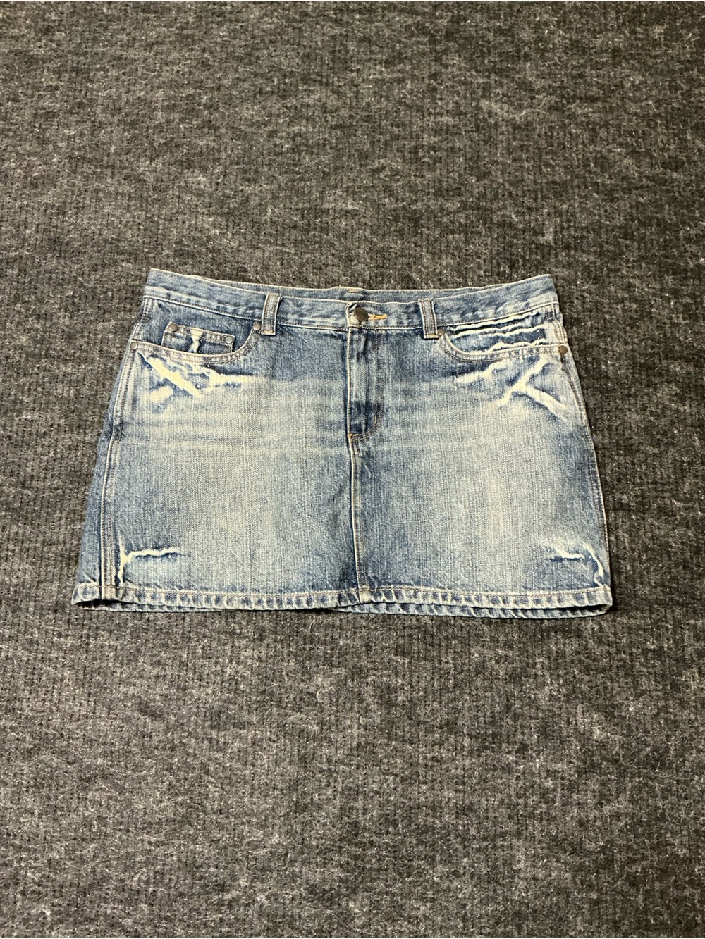 H&M Light Blue Distressed Denim Mini Skirt